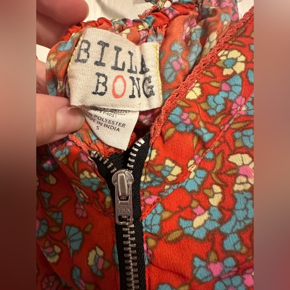 Juniors billabong sundress red with flower print size small - Picture 3 of 4